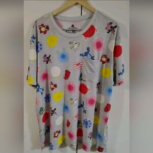 NEW Disney Pixar All Over Print Shirt Adult XL Gray Toy Story Monsters Inc